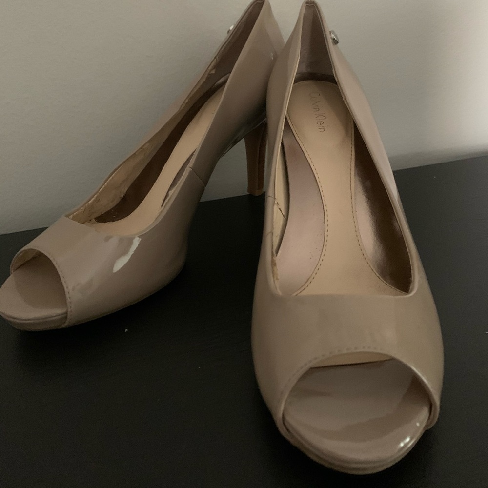 Calvin Klein Nude Peep Toe Heels